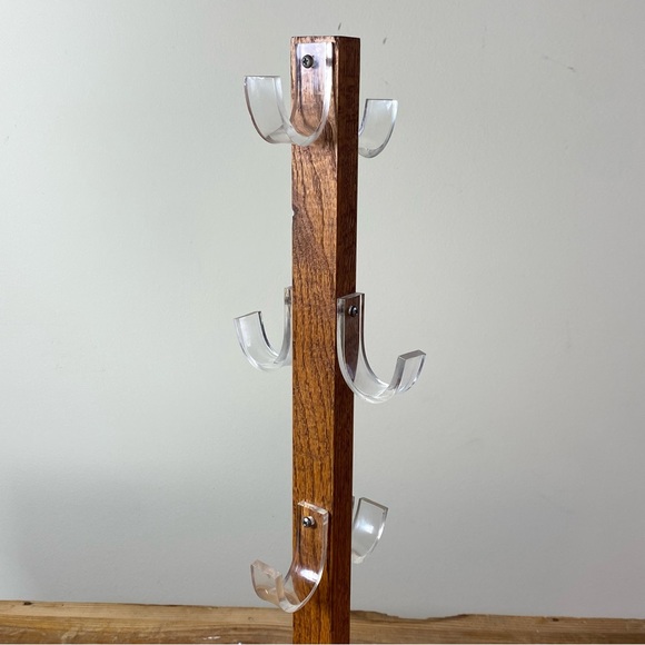 Vintage 19.5” Tall Mug Tree Lucite And Wood Retro Holds 6 Mugs - Picture 8 of 15